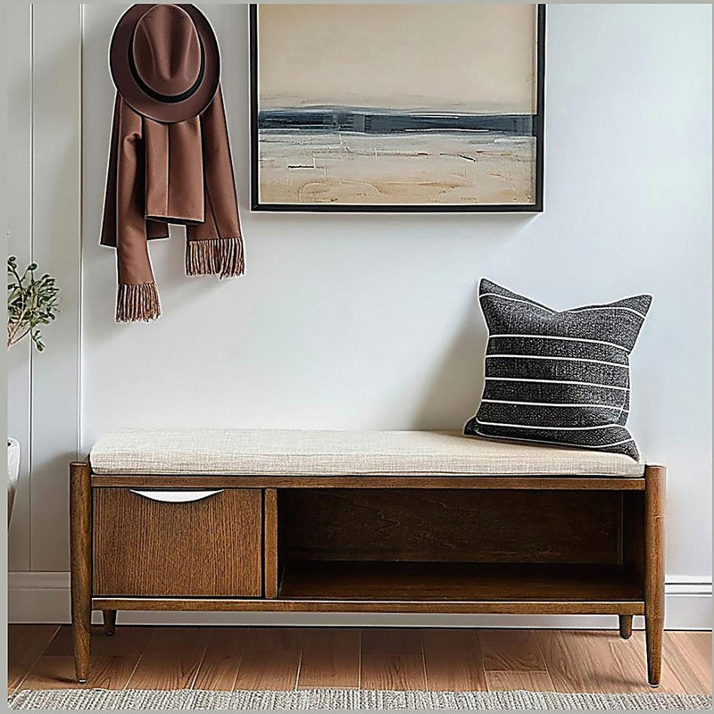 Banc d'appoint avec rangement et coussin rembourré