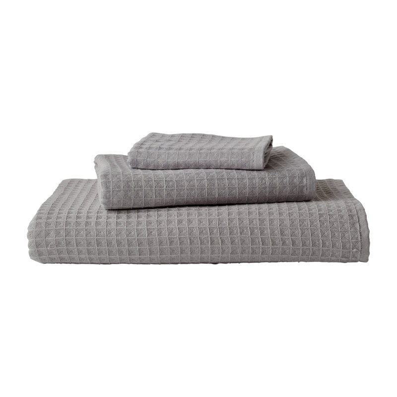 Gray Waffle Twist 100% Cotton Bath Towel