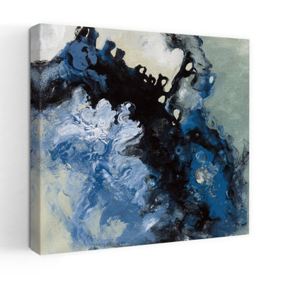 Contemporary Roaring Waves I With Abstract Black Art
