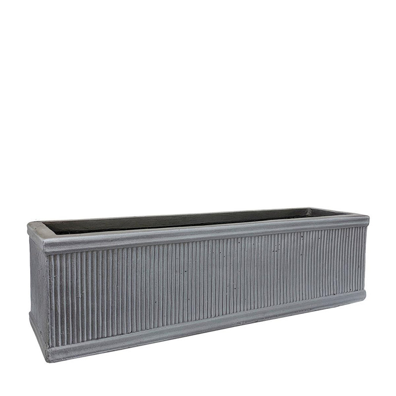 Large Window Box Planter, Frostproof Outdoor Plant Pot, Vintage Style Ribbed Windowsill Planter, Narrow Garden Planter with Drainage Holes