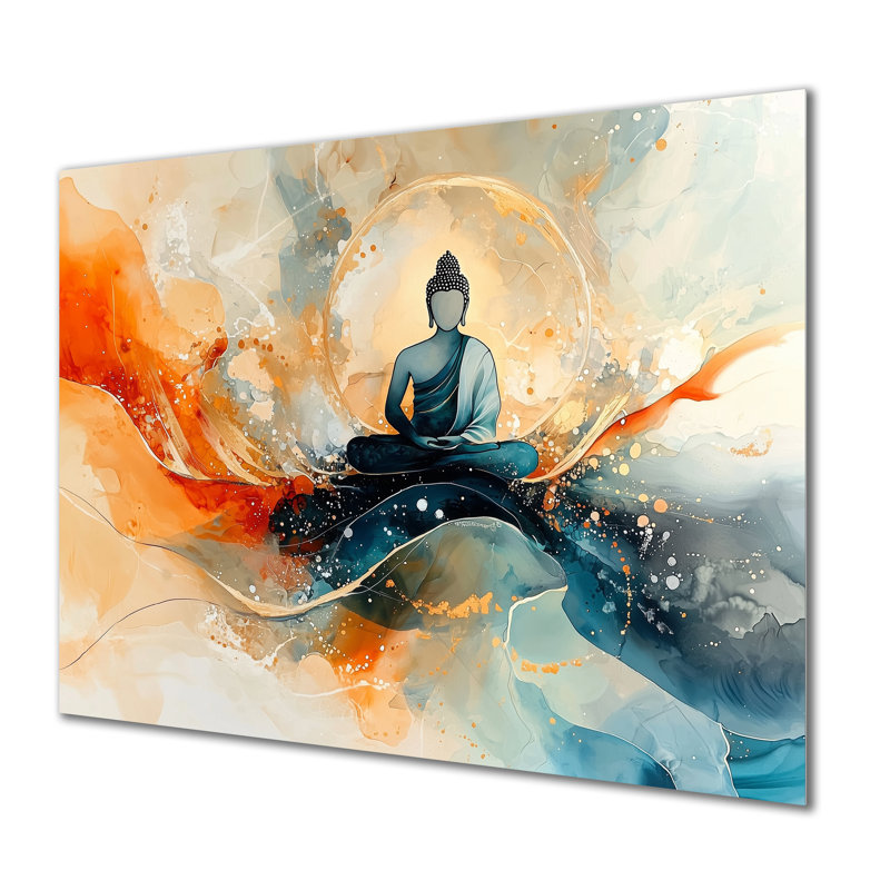 Bouddha «Aura intemporelle du bouddhisme II», impression murale spirituelle en métal, impression bouddhiste