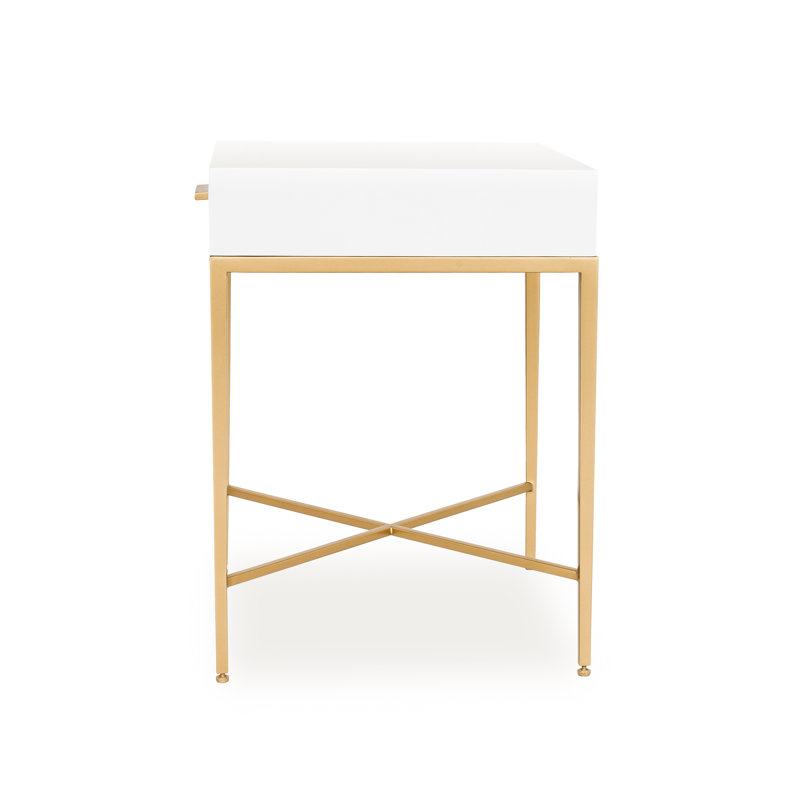 Hermes 45cm W Bedside Table, White