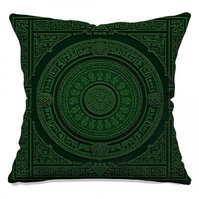 Intricate Green Mandala Double Sided Throw Pillows