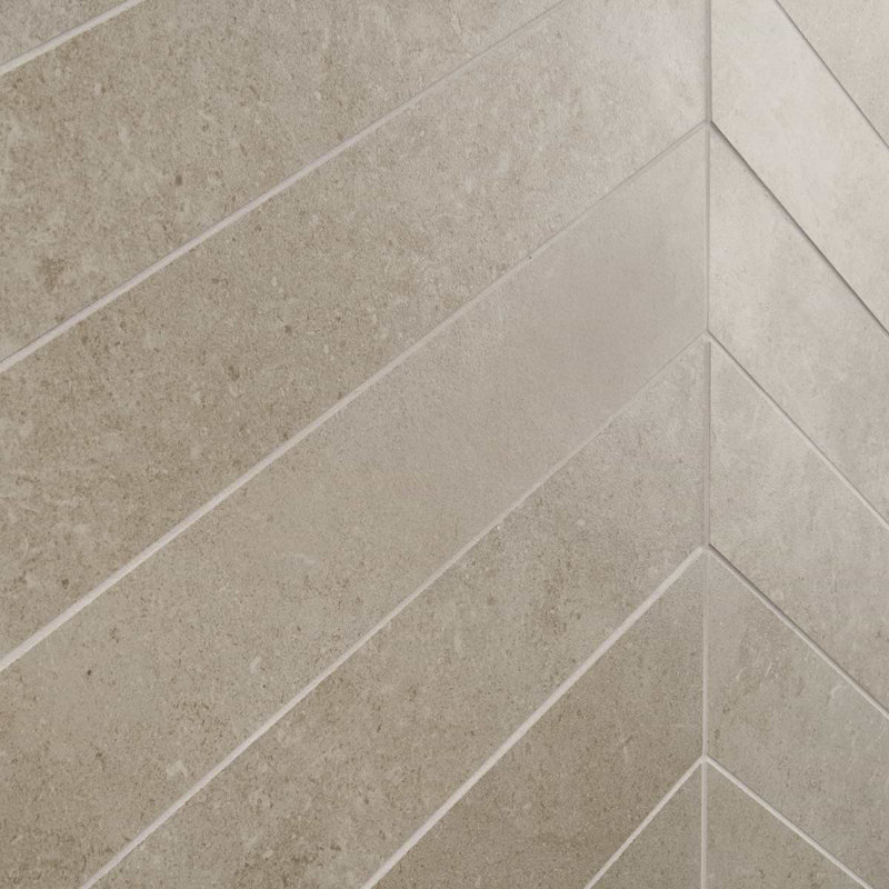 New Rock 4X21 Chevron Matte Porcelain Tile, Tortora Beige