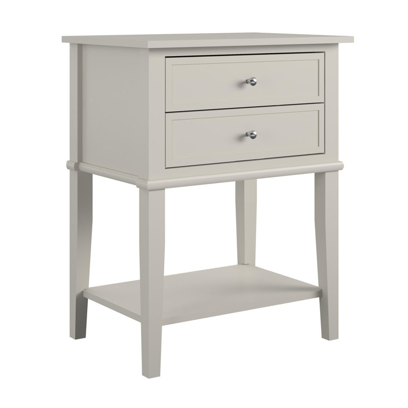 Deonni 56cm W Solid Wood Bedside Table, Taupe