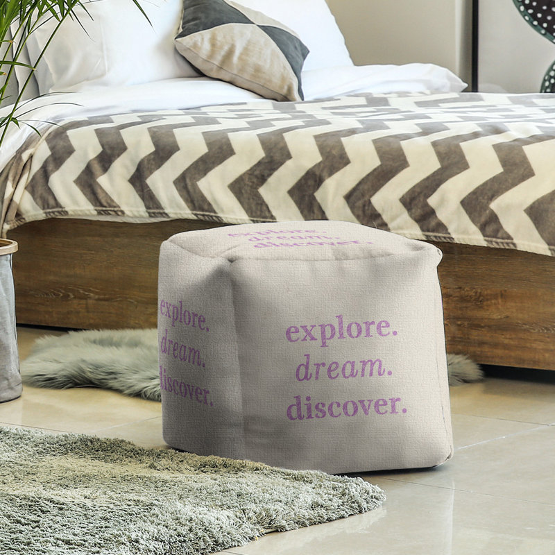 Upholstered Ottoman, White/Violet