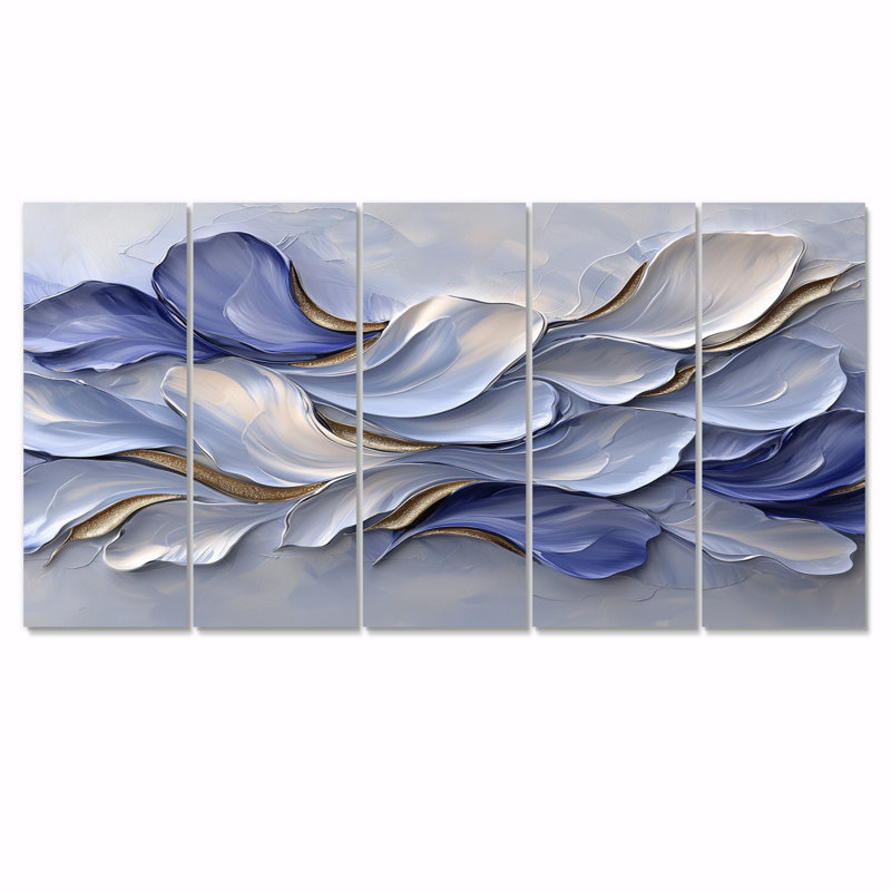 Mauve blanc élégant veines de pétales de fleurs I - Art mural fleurs - décoration murale moderne, H 28 po x l 60 po, 5