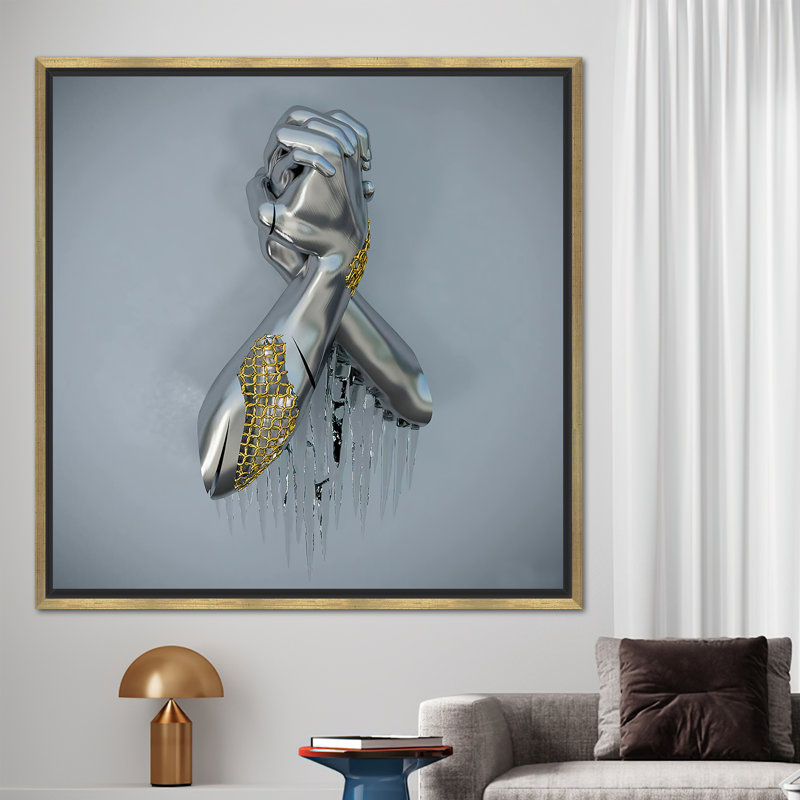 Print on Canvas, Framed Print without Mat, 20 cm H x 20 cm W, Gold
