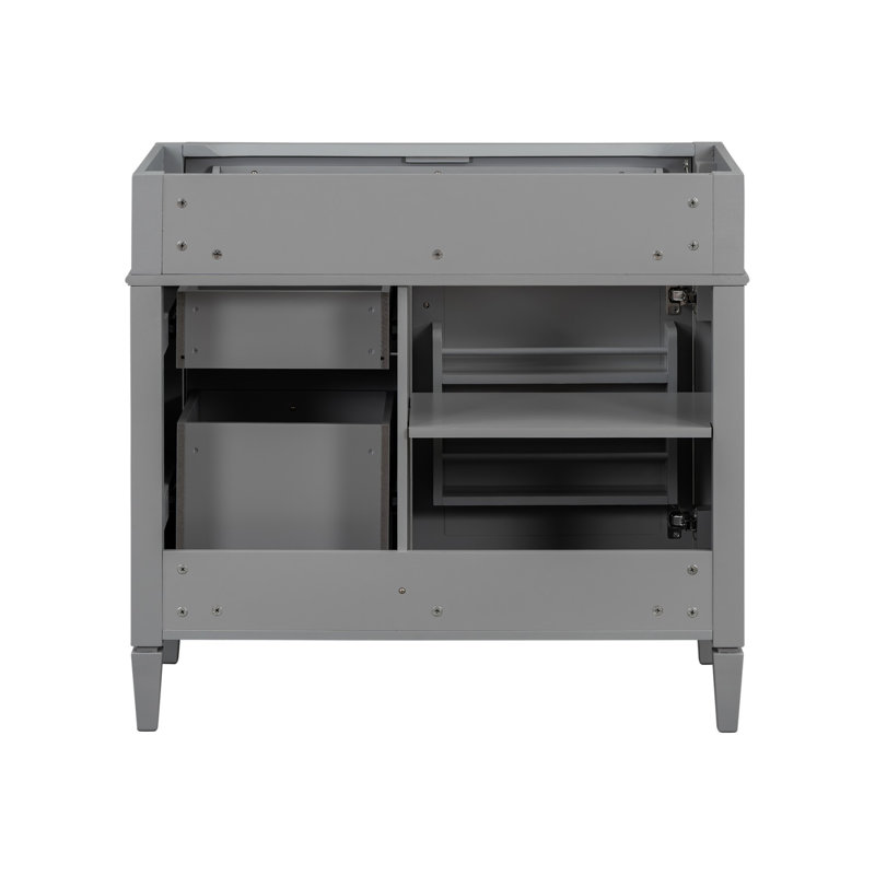 Meuble-lavabo 36 po sans lavabo supérieur, Gris, Argent argent