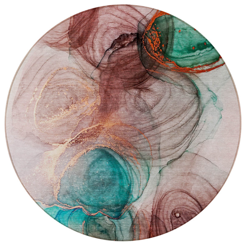 Tapis d'intérieur rond lavable antidérapant 8 pi
