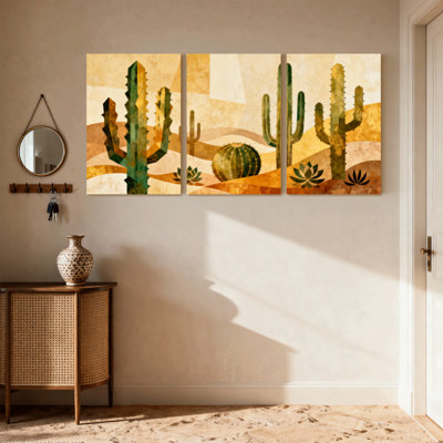 «Cactus Desert Cactus Landscape», ensemble de 3 reproductions d'art sur toile