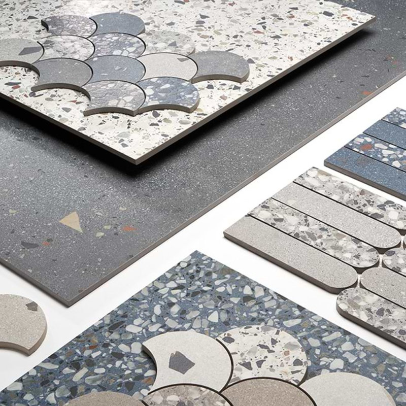 Kobe 24x24 Matte Terrazzo Look Porcelain Tile, Smoke Gray