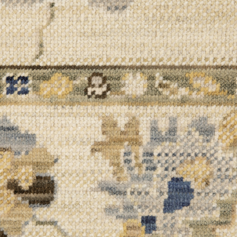 Tapis traditionnel beige / brun clair en laine Kuester, Rectangle 6 pi 7 po x 9 pi 6 po