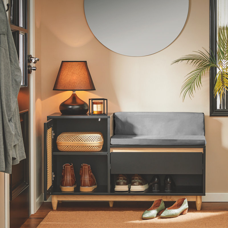 Alexzandar Polyester Upholstered Storage Bench, White