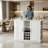 U-Shaped Multi-Functional Sideboard Storage Cabinet, With Built-In Power Outlet And Wine Rack/Glass Holder, But No Chair.-128851897