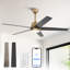 Ventilateur de plafond intelligent à intensité variable de 52 po avec 3 lumières à DEL CCT, APP et télécommande, moteur à courant continu réversible à 6 vitesses, pales de bois à double face, minuterie, tiges verticales de 6 po / 10 po-589631546