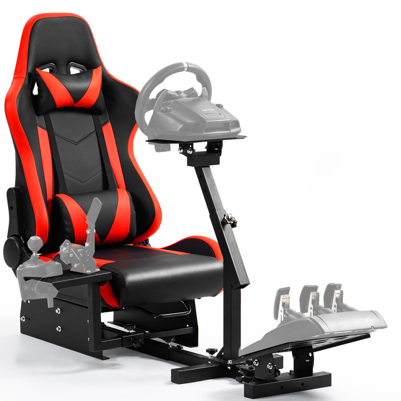 Anman Racing Simulator Cockpit with Red Seat Fits for Logitech, Not Include Steering wheel & Wheels & Pedals and Shifter Handbrake