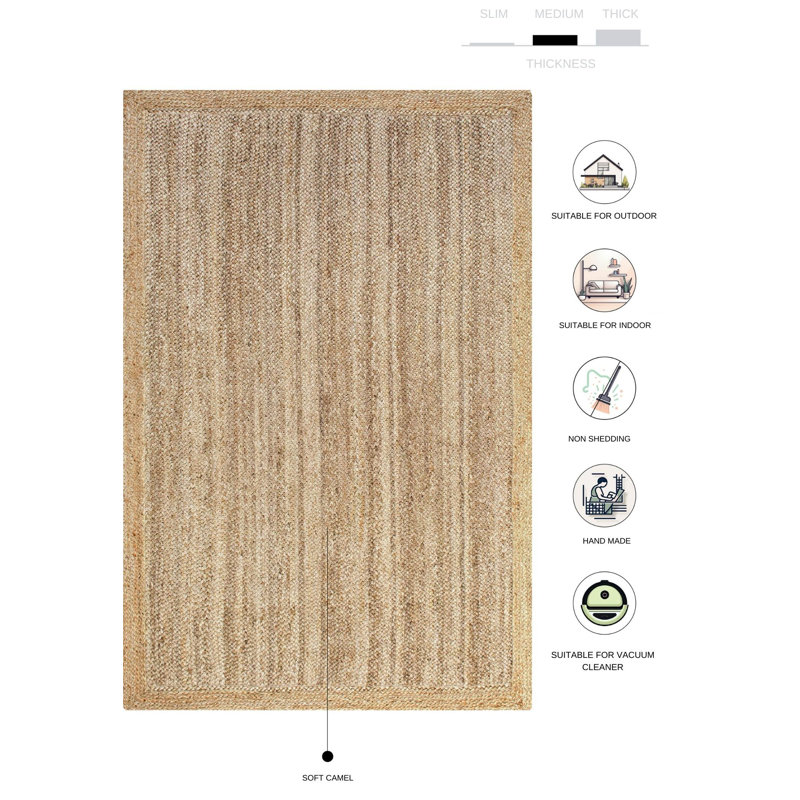 Tapis rectangulaire en jute / sisal Alexxia, Rectangle 3 pi x 5 pi
