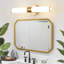 Almetta 2 - Applique murale de salle de bain à intensité variable, couleur or pâle, avec abat-jour en verre blanc.-891076447-927296972