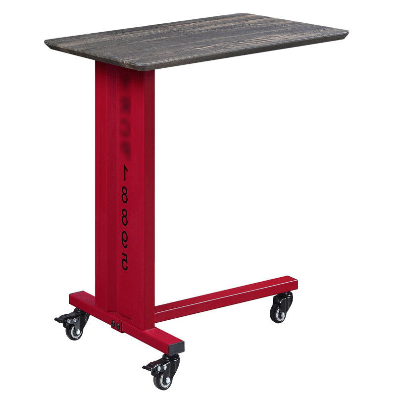 Table contemporaine rouge pour l'espace de vie avec tablette supplémentaire et structure en métal