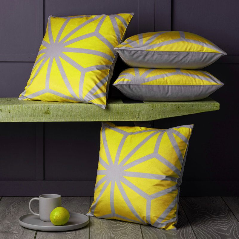 Ara Geometric Square Cushion Cover, Yellow
