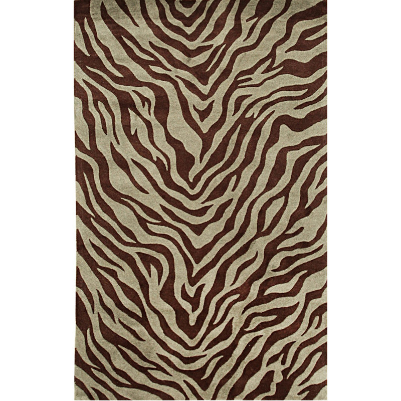 Hand Tufted Wool Animal Print Area Rug in Green