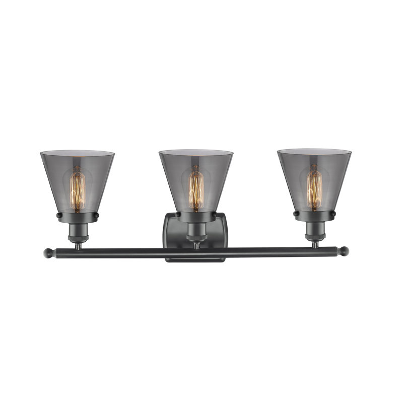 Éclairage pour meuble-lavabo à 3 lumières 26 "Ballone Urban Cone, Fumé, Noir mat, Incandescent