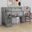 Lit mezzanine simple avec tiroirs de rangement doubles, cadre de lit mezzanine simple avec bureau intégré-821644248
