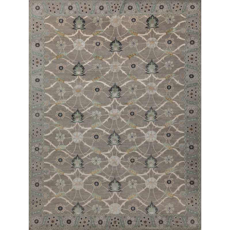 Persia Oriental Area Rug in Silver/Dusty Teal/Charcoal/Camel, Rectangle 13' x 18'