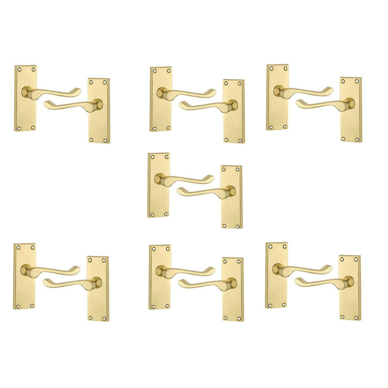 7 Pairs Victorian Scroll Latch Door Handles in Polished Chrome