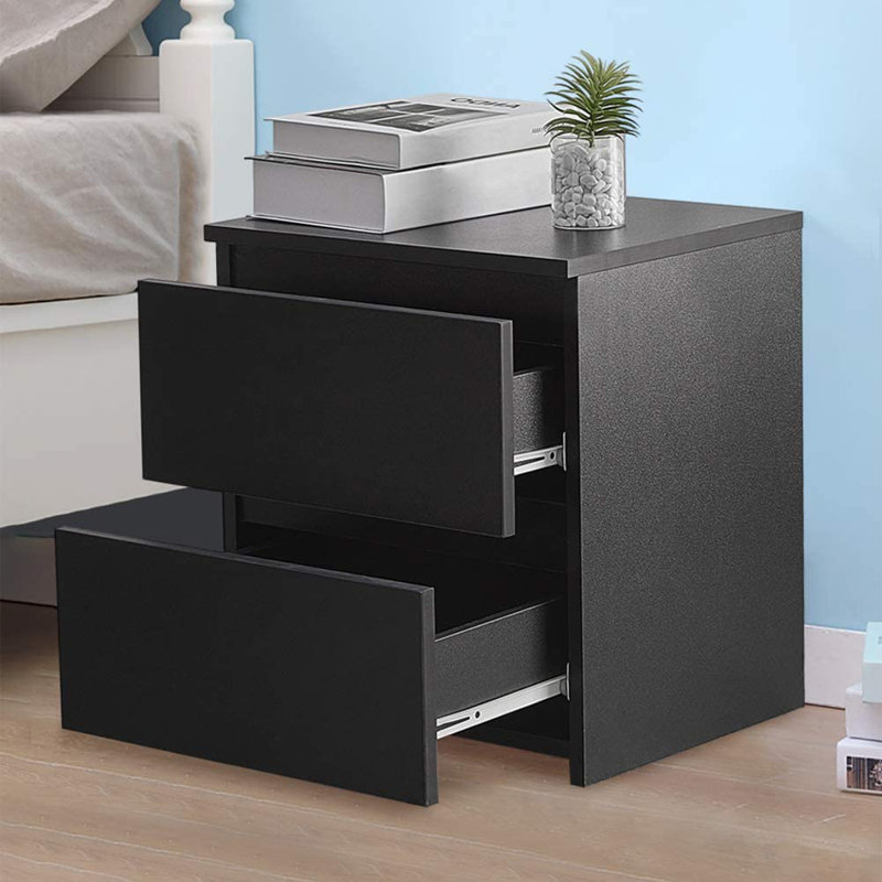 Emnet 40cm W Manufactured Wood Bedside Table, Black
