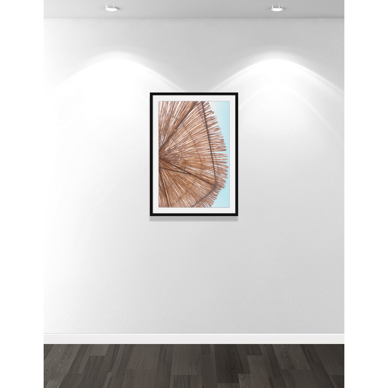 Antonio "Rosy Straw Umbrella" Print, 19" H x 16" W x 1.25" D, Satin Black