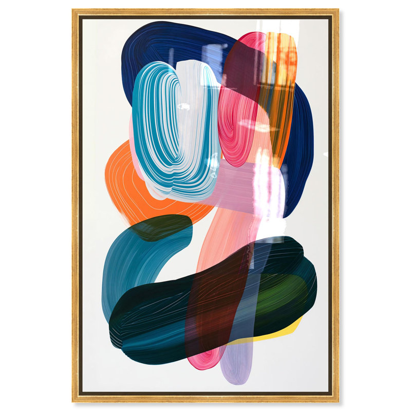Oliver Gal Radiant Interplay Abstract - Hand-Applied Glass Coat Framed Canvas Art, 36" H x 24" W, Gold