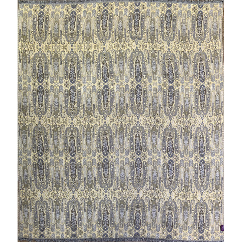 Jeté en coton tissé à motif cachemire, Jaune