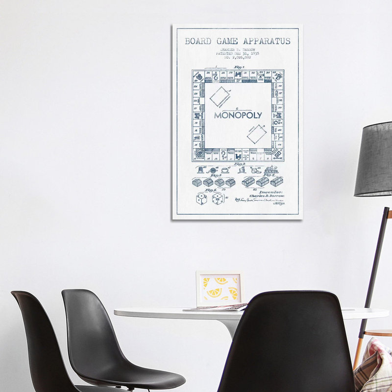 Charles B. Darrow Monopoly Patent Sketch (Ink) by Aged Pixel - Wrapped Canvas Gallery-Wrapped Canvas Giclée