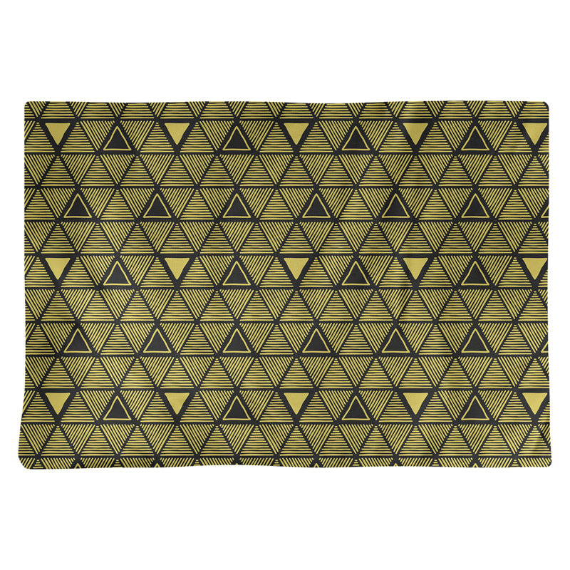 Napperon de 18 po en coton dessiné à la main triangle, Jaune / noir, polyester