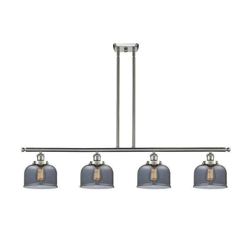 Luminaire suspendu pour îlot de cuisine 4 lumières Bissonnette, Plaqué couleur fumée, Ampoule non incluse