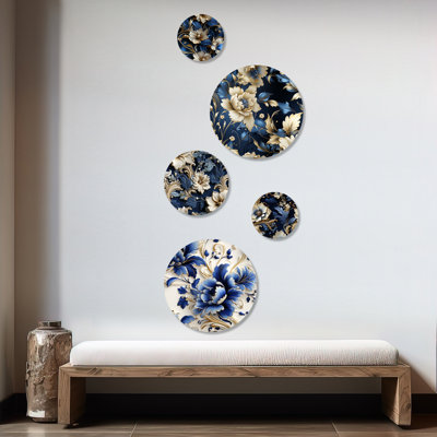 Erving - Damask Bohemian Round Wall Art Set Of 5