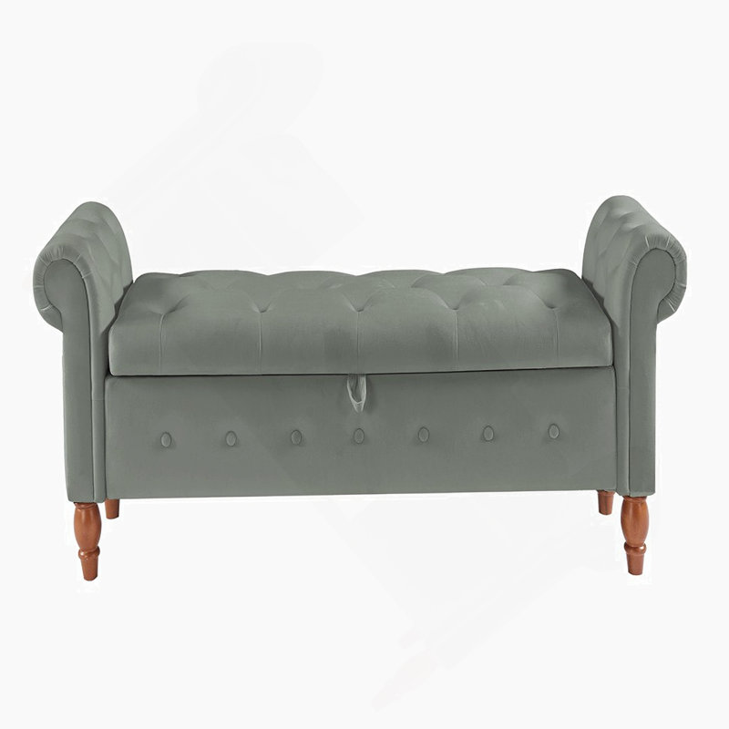 Tabouret de rangement rectangulaire multifonctionnel, Gris