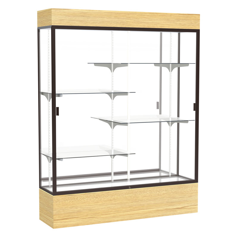 Vitrine de plancher en vinyle Reliant Series, Miroir, Bronze foncé, Chêne clair