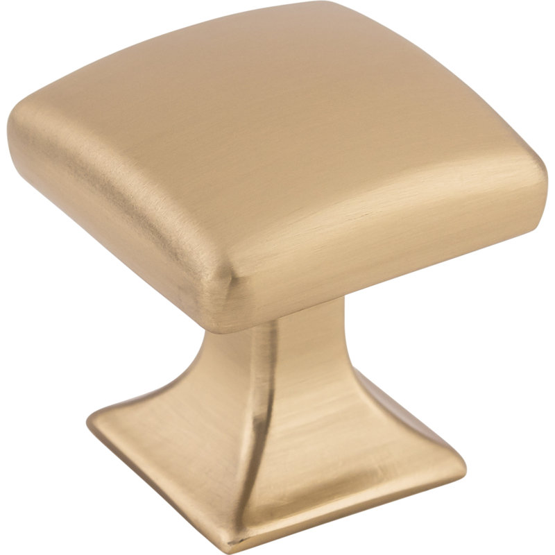 Honey Bronze Polished Square Transitional Knob with Mounting Hardware