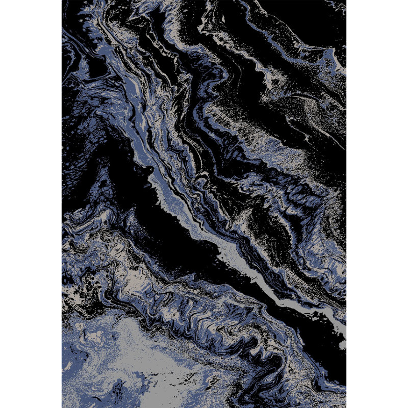 Galaxy Series Abrstract Black/Gray/Ivory/Beige Area Rug, Rectangle 7'9" x 10'2", Blue
