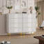Commode cannelée pour chambre à coucher avec tiroirs, grande commode moderne avec poignée en métal, rangement pour vêtements en placard-347914895