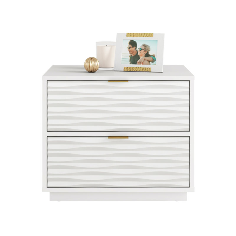 Table d'appoint pratique blanche avec tiroirs pour n'importe quelle pièce, design côtier, autoportante rectangulaire, bois d'ingénierie, base traîneau, facile à assembler, 23,03 po x 15,71 po x 19,12 po - coulissante