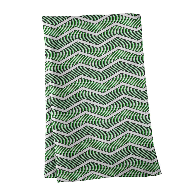 Stephenie Tea Towel Kitchen Towel, Gray/Green/White, Poly Twill