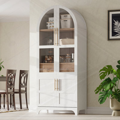 Tall Arched Kitchen Pantry Cabinet With Door Shelves