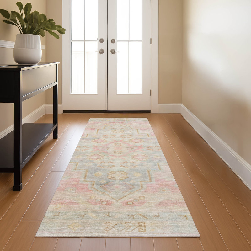 Premium Machine Washable Tara AMF1918 Border Rug, Runner 2'3" x 7'6"