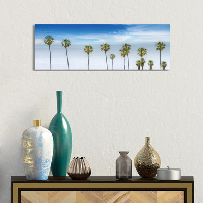Lovely Palm Trees At The Ocean by Melanie Viola - Wrapped Canvas Panoramic Print