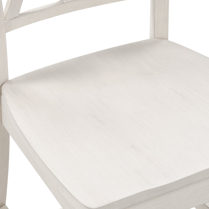 Tabouret de bar double à hauteur de comptoir en bois massif, Blanc