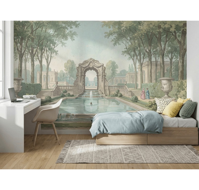 Décoration murale amovible pour jardin français, 160 po x 108 po, Texturé non collé
